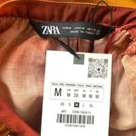 ZARA  Tie Dye Print Oversized Blouse with Tie in Orange Photo 8