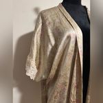 EUC Christine Vancouver 100% Silk Cream & Pink Floral Robe size P/S Photo 1