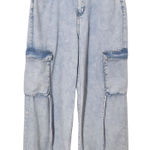 Sincerely Jules Light Wash Baggy Cargo Wide Leg Jeans Size 29 Baggy Cargo Jeans Blue Photo 0