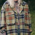 Free People Grunge 90s Flannel Plaid Izzie Cargo Shirt Jacket Shacket Medium Photo 0