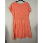 LL Bean Coral White Abstract Print Short Sleeve Knit Dress Women XL REG Orange Photo 5