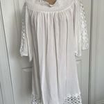 Blue Island  Off The Shoulder 3/4 Sleeve Mini Lace Trim Cover-Up Dress White Sz M Photo 3