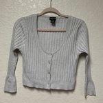 Wet Seal *flawed* Silver Ribbed Cardigan l Sweater Juniors Size Large Photo 4