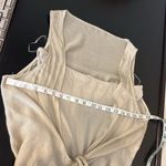 Saga summer jumpsuit, silk/viscose blend, faux wrap oatmeal color, pull up, S Tan Photo 7