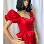 American Vintage  80’s Roberta red formal party dress, puff sleeves tie-waist XS Photo 4