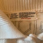 None Vintage Cream Fringe Knit Poncho – Button Front Boho Cape Photo 1