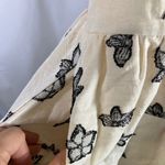 Cloud Ten Women's Large Linen Blend Dress Cream Black Floral Print Pockets New Photo 3