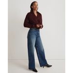 Madewell  Brushed Polo Sweater Size XXS Burgundy Oversized Shaggy Soft Chic Photo 1