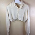 Danielle Bernstein WeWoreWhat Cream Boho Collared Knit Womens Sweater Size Large Photo 0