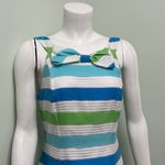 Lilly Pulitzer  Green Blue White Women’s Organza Stripe‎ Bow Front Dress Size 6 Photo 8