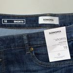 Sonoma NWT Size 18 Dark Blue Denim Raw Hemline High Rise Jean Shorts Photo 2
