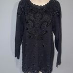 Vintage Maggie Lawrence black beaded long sleeve sweater top shirt size 18 Photo 0