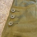 CAbi  Linen Iridescent Olive Green Sailor Button Detail Wide Leg Pants Size 10 Photo 6