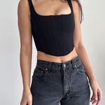LPA Corset Top Womens XS Black Prescott Cropped Square Neck Minimalist Going Out Photo 6