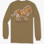 Simply Southern NWT Long Sleeve T-Shirt Size XL Floral Lion Tracker Conservation Photo 0
