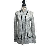 Lou & grey Lou & Gray Gray Black Marled Open Front Cardigan Sweater | Cotton | Pockets | Photo 1