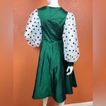 АОМЕІ Elegant Green Dress with Polka Dot Long Sleeves Size Large Photo 7