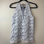 Adiva Women's Size Small Halter Top Blue/White Striped Lace Overlay Casual # Photo 6