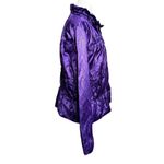 Laura Ashley  Retro Purple Snake Embossed Metallic 80’s Ruffle Jacket Lined Sz L Photo 4