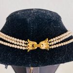 Trifari VINTAGE  Faux TRIPLE Mini Gold Pearls Necklace Strand Photo 1