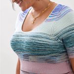 Anthropologie  Space-Dyed Knit Midi Dress Size XL Scoop Neck Short Sleeve Pastel Photo 5