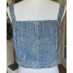 House of Harlow  1960 Blue Floral Embroidered Denim Crop Top Large Square Neck Photo 2