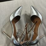 H by Halston  “London” Silver Leather High Heel Ankle Strap Pump Sz 8 Photo 5