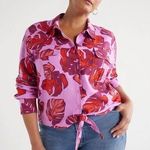 Sophia Jeans By Sophia Vergara Hawaiian Tropical Monstera Linen Blend Shirt XXXL Pink Size undefined Photo 1