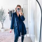 DKNY VINTAGE Navy Blue Double Breasted Coat Photo 13