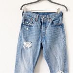 Levi's Premium 501 Distressed Destroyed Blue Denim Button Fly Jeans Photo 1