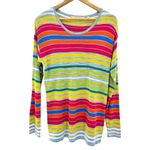 Soft Surroundings  Oasis Stripe Long Sleeve‎ Sweater Size Medium Colorful Photo 0