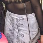 LF Grey Suede Star Embroidered Skirt Photo 0