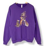 Vintage Sweatshirt Kittens Birdhouse Size Large Purple Women Quirky Playful Twee Photo 1