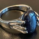 Navy blue sandstone S925 silver ring size 7 Photo 1