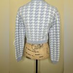 Haute Monde NTM: Light Blue & White Cropped Houndstooth Cardigan Size Medium Photo 14