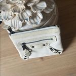 Balenciaga Authentic  Paris Classic Off-White Canvas Small Zip Pouch Clutch Photo 3