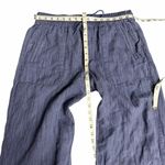 Athleta Cabo Linen Textured Wide Leg Pant Womens Navy Stripe Size Medium Photo 4