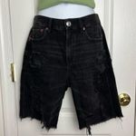 American Eagle AEO Boyfriend 90s Denim Bermuda Shorts Size 2 Distressed Black Photo 5