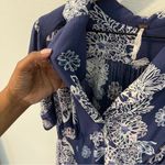 Free People  Size S Blue Hawaii Washed Blue Floral Print‎ Short Sleeve Mini Dress Photo 14