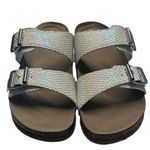 Madden Girl Size 7.5 Brando Double Buckle Slide Sandals Iridescent Mermaidcore Photo 6