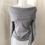 2000s Classy grey off the shoulder sweater top blouse long sleeve Photo 0