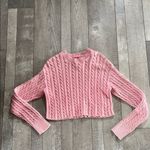 Aerie  Size Medium Pink Cable Knit Cropped Sweater Photo 1