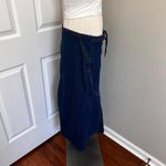 DARK WASH ZOEY BETH‎ DENIM FRONT TIE MAXI SKIRT Blue Size 1X Photo 4