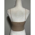 LA Hearts Tan Ribbed Knit Tie Front Scalloped Trim Crop Cami Tank Top Size S Photo 1
