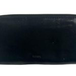 Fossil Vintage Zip Around Black Leather Clutch Wallet Photo 1