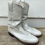 Justin Boots Vintage 90s White Eggshell Pearl Roper Pull On Cowgirl Western 6.5B Photo 0