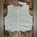 Calvin Klein NWT White Modern Cinch Versatile Blouse Crop Layering Vest Medium Photo 0