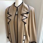 Ming Wang Two Piece Set Open Front Blazer Sweater Tank Medium Tan Black Photo 1