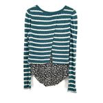 Anthropologie  Postmark Size Small Sweater Green Layered Floral‎ Pullover Cozy Photo 1