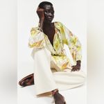 H&M Tropical Floral Drawstring Blouse NWT Size M Photo 10